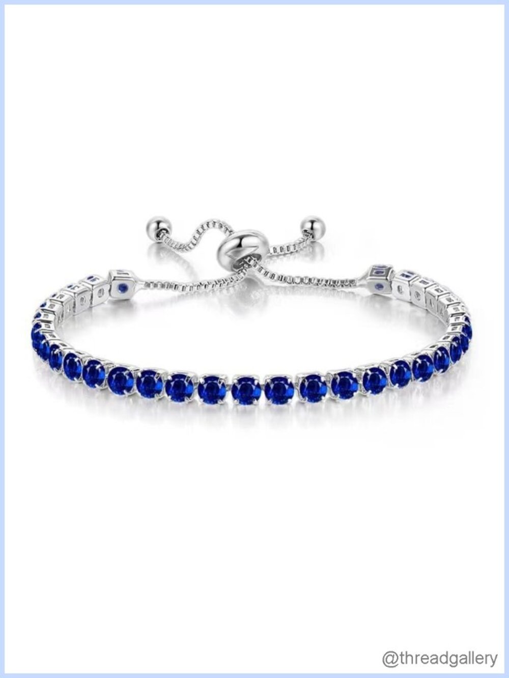 Tennis Chain Crystal Beads Slider Bracelet 14K Gold Silver Plated Adjustable